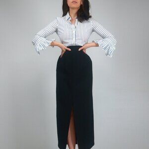 Banana Republic Striped Cotton Riley Shirt with Pleated Cuffs, sz 0